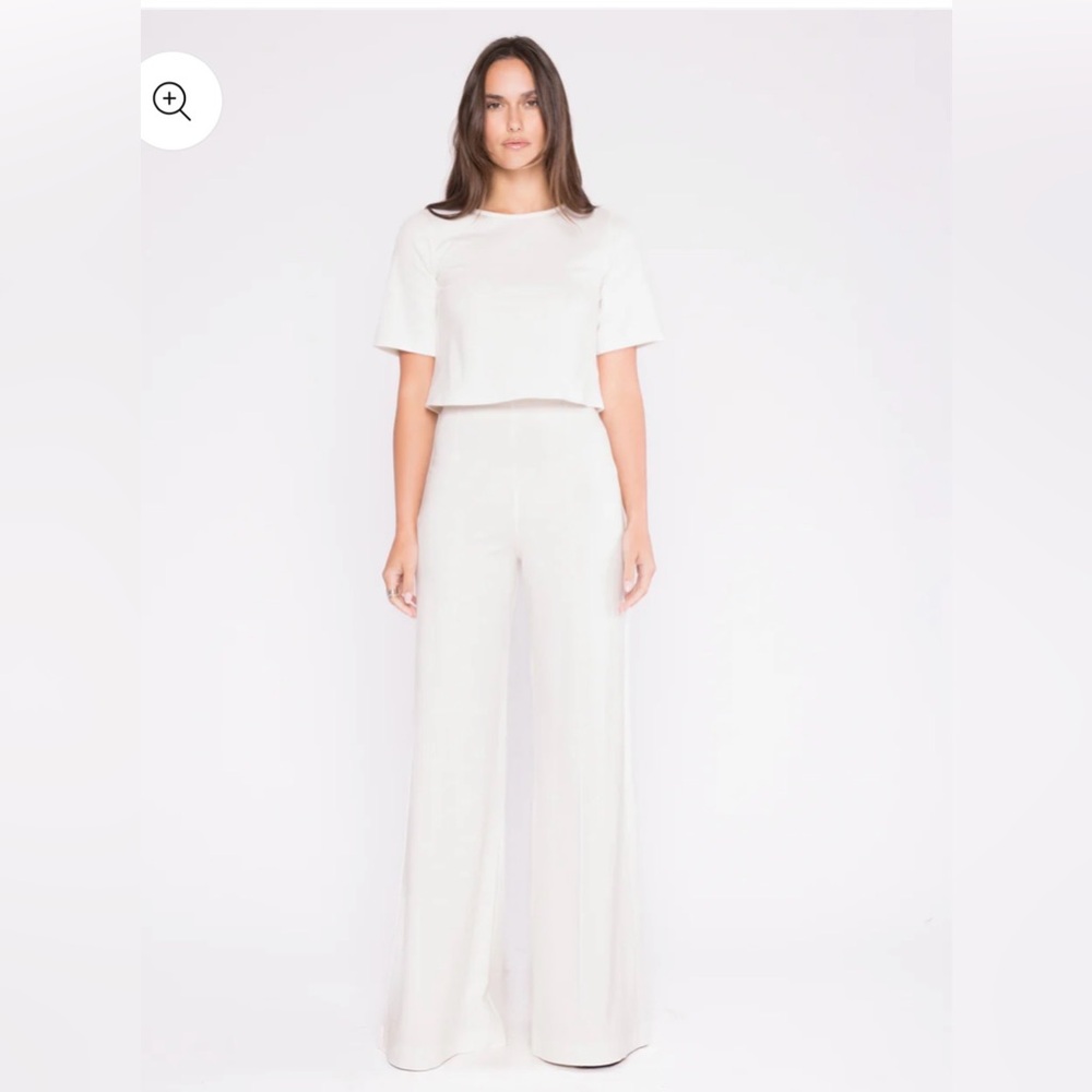 NWOT Ripley Rader OFF-WHITE PONTE KNIT LONG WIDE LEG PANT